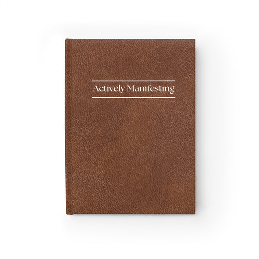 Actively Manifesting - Brown Leather Ruled Line Journal, Brown Notebook, Writing Pad, Manifestation Diary, Inspirational Planner, Meditation