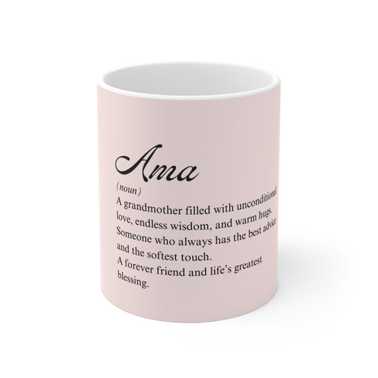 Ama Definition Coffee Mug 11oz - Ideal Gift for Grandmother, Glossy, Vibrant Colors, Dishwasher Safe