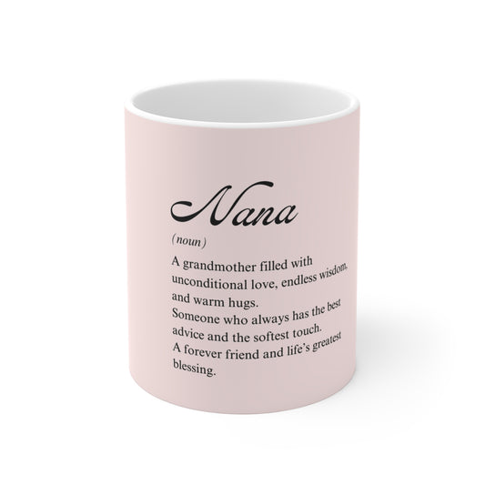 Nana Definition Light Rose Pink Ceramic Coffee Mug, Gift for Granny, Mother's Day Present